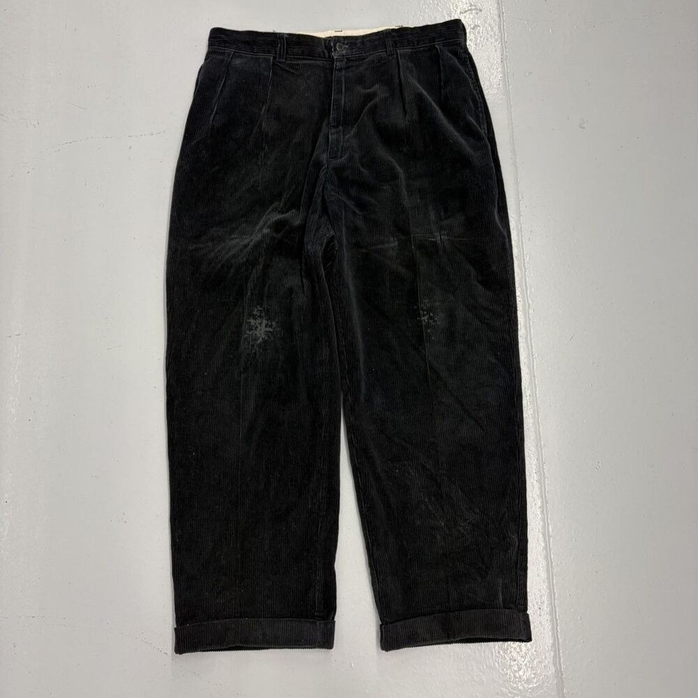 Vintage 90s Polo Golf Black Pleated Corduroy Pants 34x29